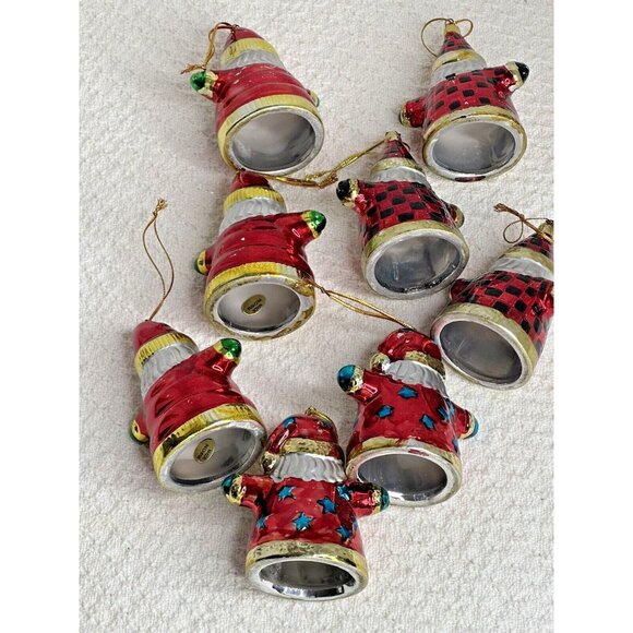 Christmas Tree Santa Claus Ornaments with Hangers 8 ea Small 3" Holiday Jolly - Picture 7 of 12